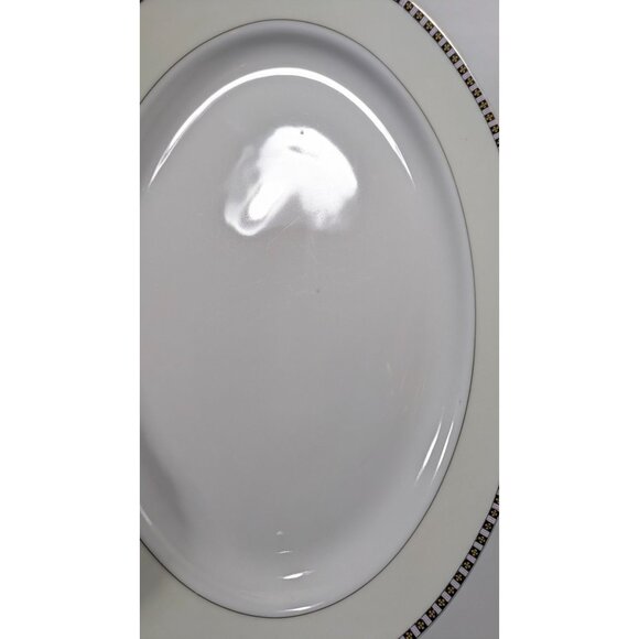 Noritake Lafayette Oval Platter White Beige Black Trim Japan - Picture 7 of 16